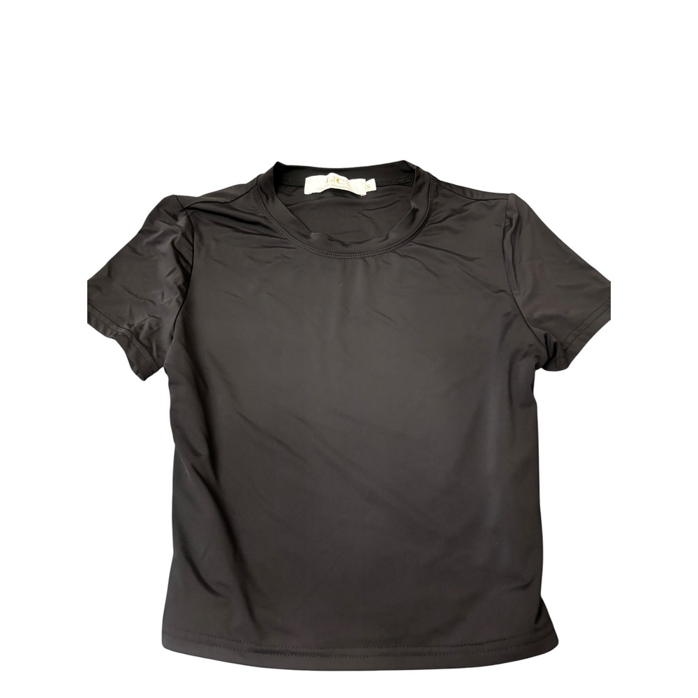 Lizette Collection Womens Short Sleeve Crew Neck Top Black Size Small